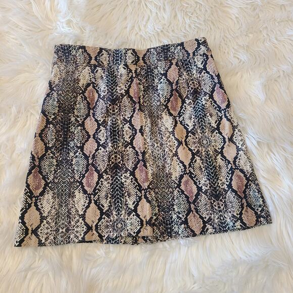 Altar'd State Snakeskin Zip Front High Rise Mini Skirt Small Boho Animal Print - Picture 3 of 4